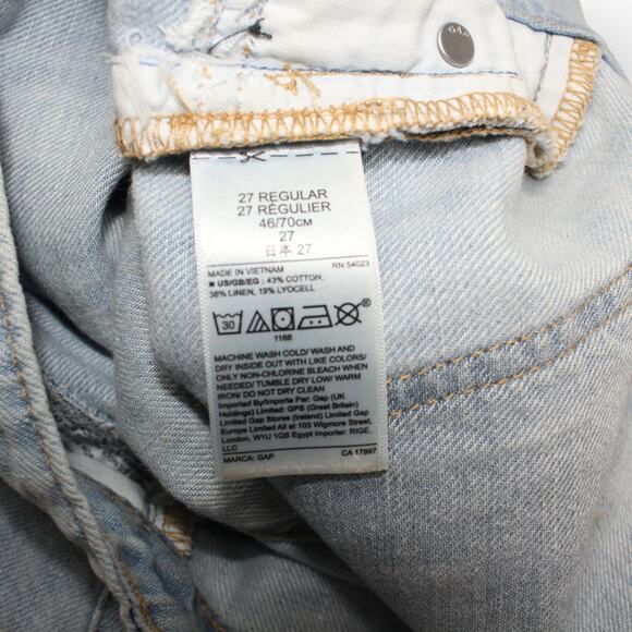 27R Gap Lightweight WideLeg Cotton~LINEN~Lyocell LightIndigo Denim 32"Inseam - Picture 7 of 9